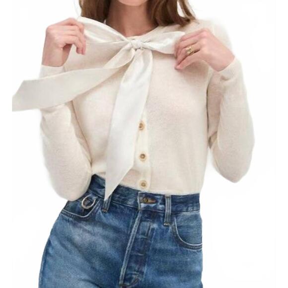 NEW FAVORITE DAUGHTER take a bow long sleeve cardigan in ivory